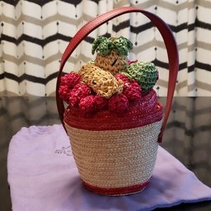 Vintage Lulu Guiness Straw Fruit Basket Bag